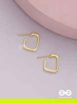 Golden glimmer- Golden colored rectangular  hoop earrings 
