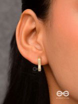 Golden glimmer- Golden colored rectangular  hoop earrings 