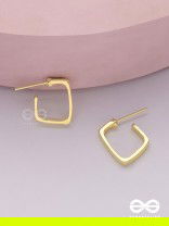 Golden glimmer- Golden colored rectangular  hoop earrings 