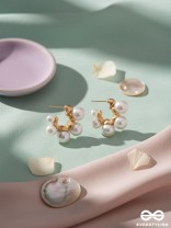 Plush desires- Golden circular earrings with studded pearls 