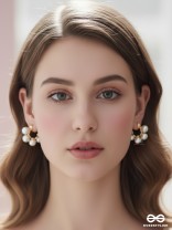 Plush desires- Golden circular earrings with studded pearls 