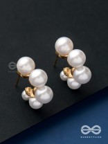 Plush desires- Golden circular earrings with studded pearls 