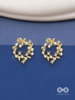 Emerald vines -Wreath shaped pearl studs 