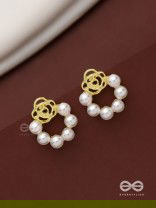 Eternal love - Golden rose studs with silver Pearls