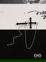The holy spirit - Black cross sleek Earring  (one ear)