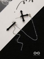 The holy spirit - Black cross sleek Earring  (one ear)