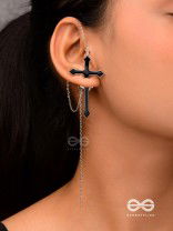 The holy spirit - Black cross sleek Earring  (one ear)