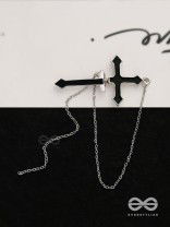 The holy spirit - Black cross sleek Earring  (one ear)