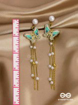 Serene Seabreeze - Dangling butterfly aqua earrings 