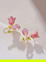 Petal Grace- Pink floral charm earrings