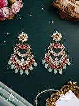CHANDRIKA DHARA- MOONLIGHT CASCADE EXQUISITE FLORAL KUNDAN EARRINGS ADORNED WITH PEARLS AND PASTEL BEADS