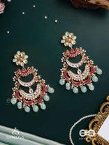 CHANDRIKA DHARA- MOONLIGHT CASCADE EXQUISITE FLORAL KUNDAN EARRINGS ADORNED WITH PEARLS AND PASTEL BEADS