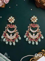 CHANDRIKA DHARA- MOONLIGHT CASCADE EXQUISITE FLORAL KUNDAN EARRINGS ADORNED WITH PEARLS AND PASTEL BEADS