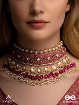 GULABI DHARA – SUHANA KHAN INSPIRED NECKPIECE FEATURING KUNDAN, RED GEMSTONES AND PEARLS