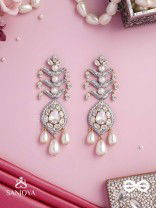 SHWETAPUSHPA– SHLOKA AMBANI INSPIRED EARRINGS WITH SILVER ACCENTS, CZ STONES AND PEARLS