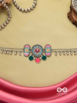 TRIBAL GRACE- ENAMELED OXIDIZED CHOKER WITH GHUNGROO'S