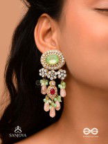 PANKHURI DHARA – SUHANA KHAN INSPIRED EARRINGS FEATURING CASCADING PINK BEADS AND SPARKLING GEMSTONES