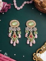 PANKHURI DHARA – SUHANA KHAN INSPIRED EARRINGS FEATURING CASCADING PINK BEADS AND SPARKLING GEMSTONES