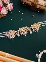 KANAKA MRIDULA – GOLDEN GRACE A BEAUTIFUL KUNDAN NECKLACE WITH FLORAL DESIGNS AND PEARLS