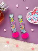 NAVAVARSAM - NEW YEAR  - BEADWORK, MIRRORS AND POM POMS EARRINGS