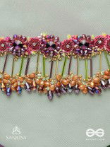 VARNAMALA ABHUSHANA - ADORNMENT OF COLORS - FLORAL MOTIFS, BEADWORK, GLASS DROPS WITH GOLDEN DETAILING CHOKER NECKPIECE