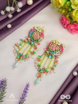 MANJUSUMANA - BEAUTIFUL BLOSSOM - PASTEL COLOR BEADS  AND DETAIL WORK WITH GOLDEN EMBELLISHMENT EARRINGS