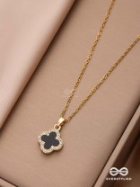 Mystic Clover - Crystal Embellished 2-in-1 Pendant (Black and White)