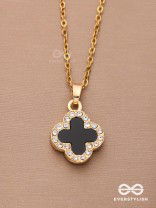 Mystic Clover - Crystal Embellished 2-in-1 Pendant (Black and White)