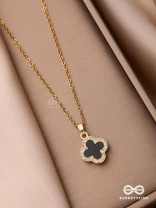 Mystic Clover - Crystal Embellished 2-in-1 Pendant (Black and White)