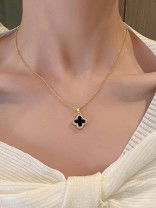 Mystic Clover - Crystal Embellished 2-in-1 Pendant (Black and White)