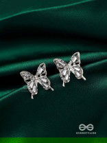 HEAVENLY WINGSPAN - SILVER TONED BUTTERFLY EARRINGS 