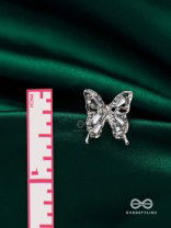 HEAVENLY WINGSPAN - SILVER TONED BUTTERFLY EARRINGS 
