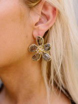 CRYSTAL GLOW - GLASS EARRINGS INLAID WITH CUBIC ZICRONIA STONES