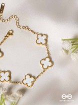 GOLDEN WHITE CLOVER - HOLOGRAPHIC STAINLESS STEEL 18K GOLD PLATED ANTI TARNISH BRACELET