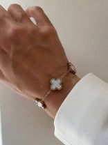 GOLDEN WHITE CLOVER - HOLOGRAPHIC STAINLESS STEEL 18K GOLD PLATED ANTI TARNISH BRACELET
