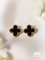 DARK DYNASTY - BLACK CLOVER STAINLESS STEEL 18K GOLD PLATED ANTI TARNISH EARRINGS