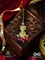 RUPANJALI - TRIBUTE TO BEAUTY - PEARLS, BEADS AND KUNDAN HAND EMBROIDERED MAANG TIKA