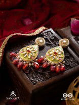 ARUNODAYA - DAWN'S BEAUTY - STONES, GLASS DROPS AND PEARLS KUNDAN HAND EMBROIDERED EARRINGS 