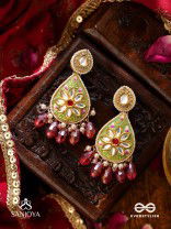 ARUNODAYA - DAWN'S BEAUTY - STONES, GLASS DROPS AND PEARLS KUNDAN HAND EMBROIDERED EARRINGS 