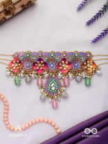 RANGOLIKA - A CANVAS OF COLORS - ENAMEL FLORALS, PEARLS AND BEADS HAND EMBROIDERD CHOKER NECKLACE