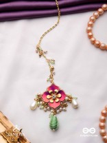 RANGOLIKA - A CANVAS OF COLORS - ENAMEL FLOWER, PEARLS AND GLASS DROPS  HAND EMBROIDERD MAANGTIKA 