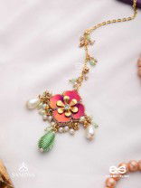 RANGOLIKA - A CANVAS OF COLORS - ENAMEL FLOWER, PEARLS AND GLASS DROPS  HAND EMBROIDERD MAANGTIKA 