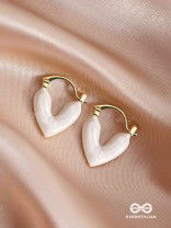 AURORA HEARTS - WHITE ENANMELED HEART STUD EARRINGS