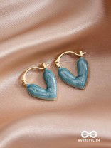 SERENIC SOLACE - BLUE ENAMELED HEART STUD EARRINGS