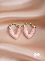 HEAVENLY LONGEVITY - PINK ENAMELED HEART STUD EARRINGS