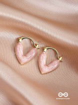 HEAVENLY LONGEVITY - PINK ENAMELED HEART STUD EARRINGS