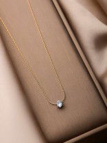 AURA GLEAM - TIMELESS DAINTY STAINLESS STEEL WHITE CZ PENDANT