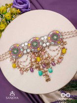 RANGVATI - FULL OF COLORS - EXQUISITE MULTI-HUED CHOKER WITH PEARL AND CRYSTAL EMBELLISHMENTS