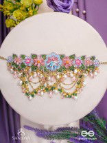 MADHUVRATA - SPRING BLOOM - DELICATE EMBROIDERED CHOKER WITH FLORAL MOTIFS, BEADS AND PEARL DROPS