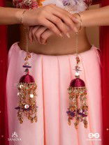 GULRATNA - JEWEL OF ROSES - HANDCRAFTED KALEERAS WITH PURPLE PETALS, PEARLS AND BEADS 